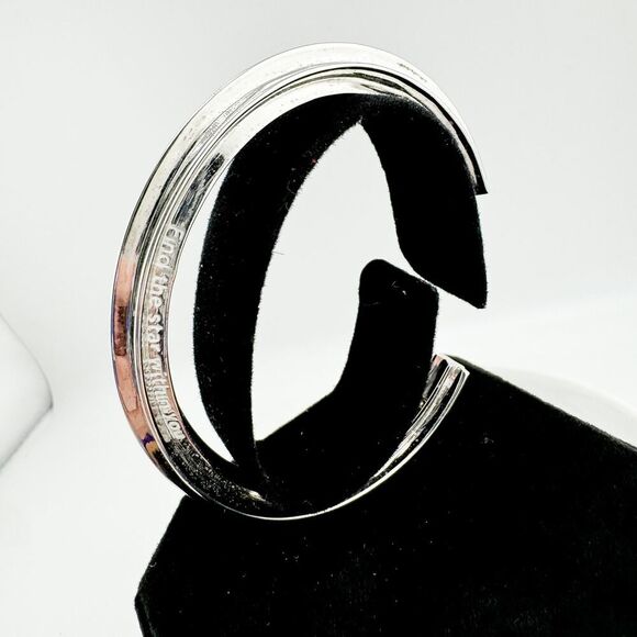 Vintage Star Shaped Cuff Bracelet Engraved Y2K Unique Affirmation Silver Tone - Picture 7 of 14